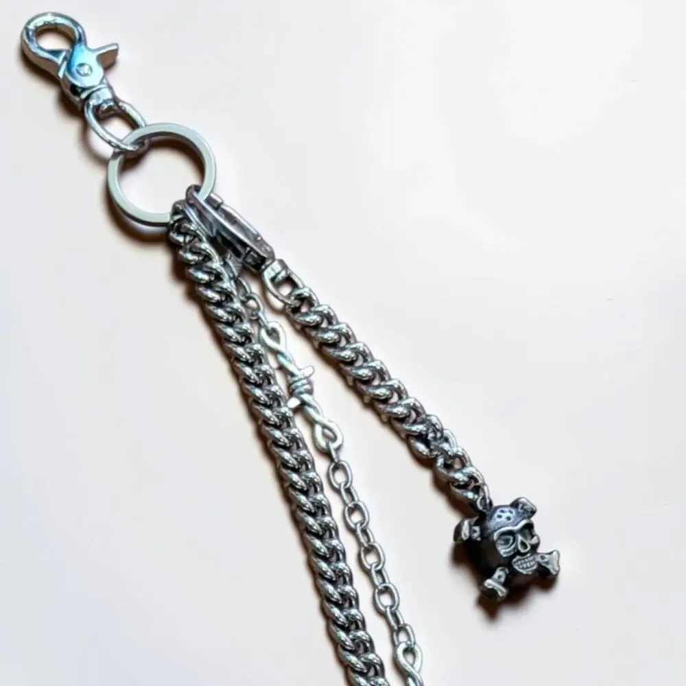 Harley Davidson Wallet Pocket Chain Willie G Skull + Barbed Wire Link 2 Strand